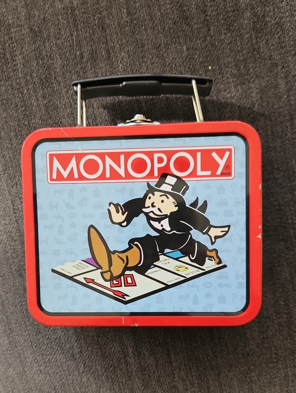 Monopoly Tin Mini Lunchbox - Red & Light Blue